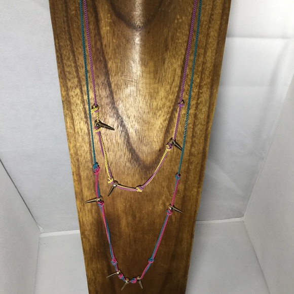 Multicolor chain with gold spikes BoHo festival - Picture 3 of 4